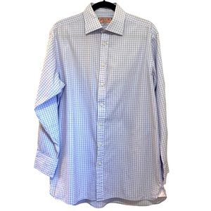 EUC Thomas Pink Button Down Purple Check Shirt size 16.5"/35"